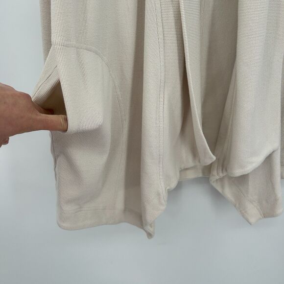 ATHLETA Cream Beige Pranayama Restore Rib Knit Wrap Cardigan Sweater Size XXS - Picture 10 of 12